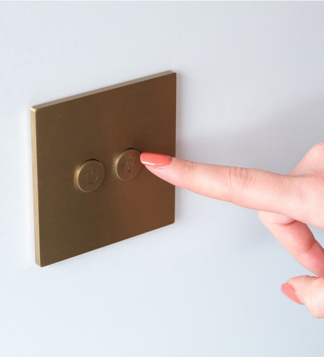 Brass electric plates with round buttons