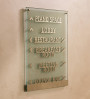 LIONE - Range of etched crystal signs with raised lettering in brass